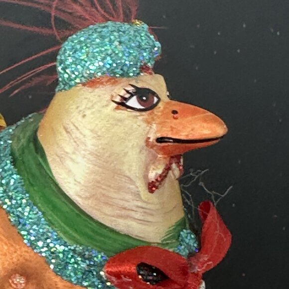 Chicken Hen Red Heels Kitschy Glass Christmas Tree Ornament 5" - Picture 13 of 16